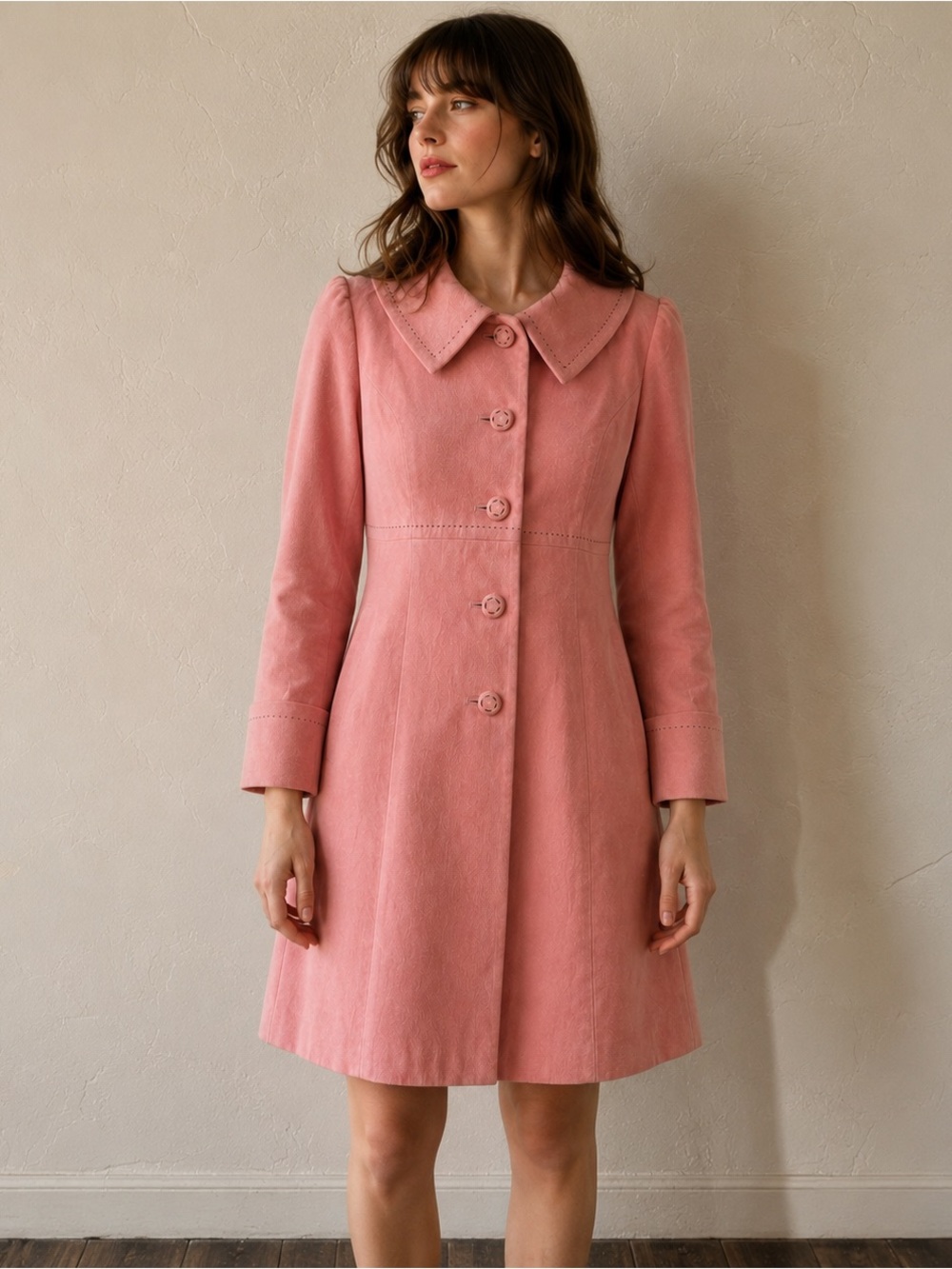Elevenses Pink Twee Mod Coat Indie Darling‎ Retro Feminine Soft Cotton Jacket 4